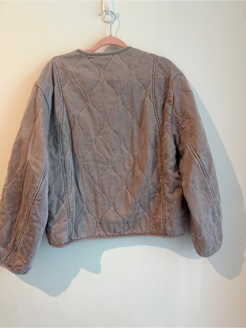 Zara Quilted Light Mauve Button-Front Jacket - Picture 3 of 3
